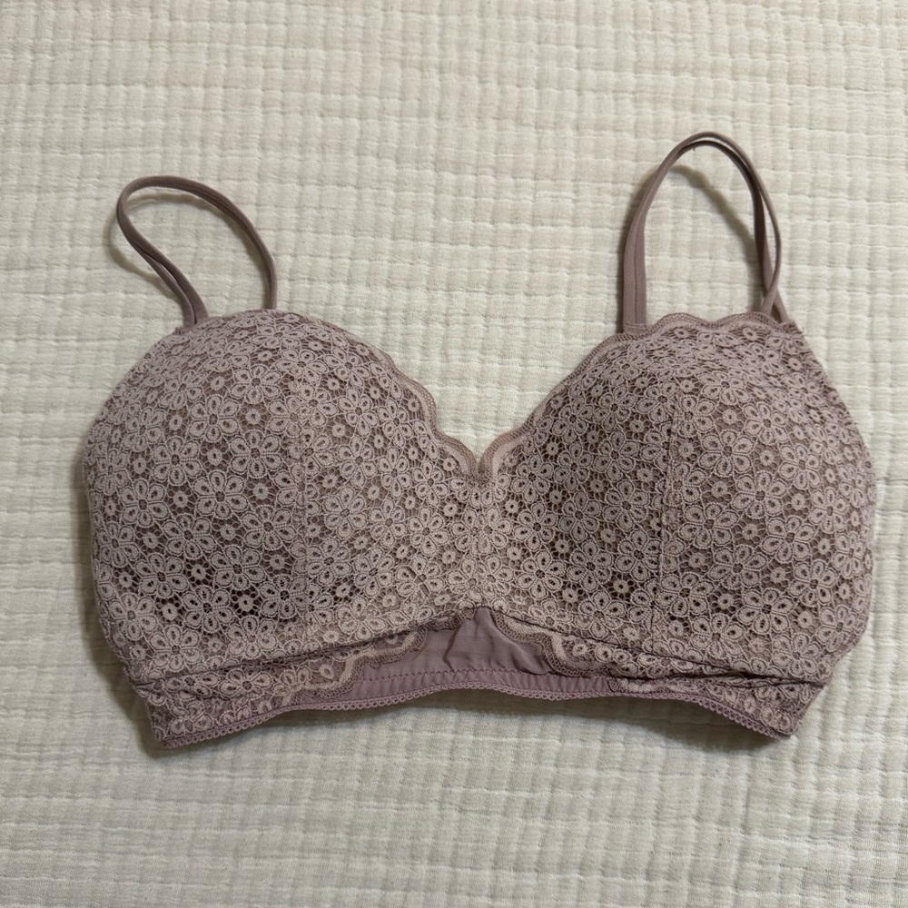 Aerie Purple Floral Lace Padded Bralette (34D)